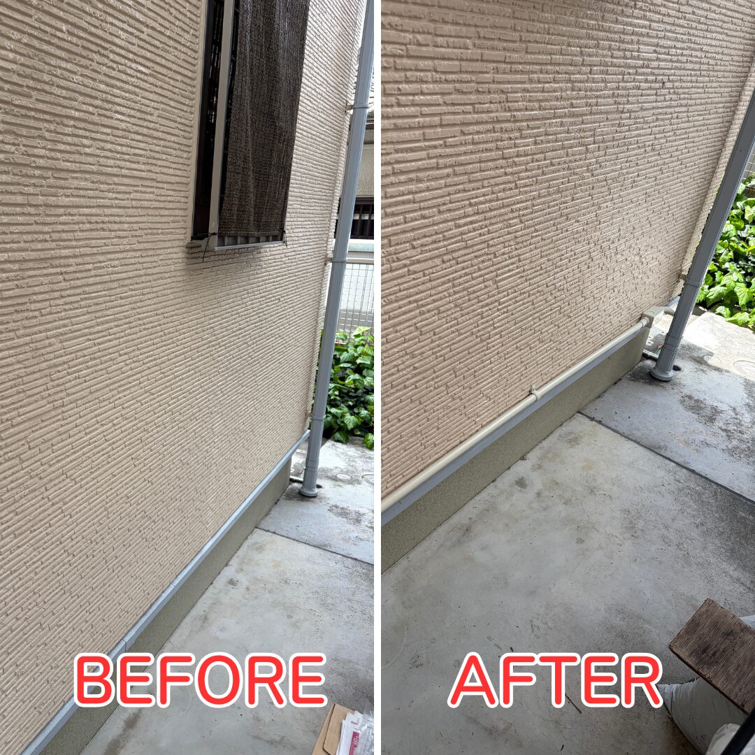 猪名川町 センサーライト新設工事 外壁配線管 施工前後