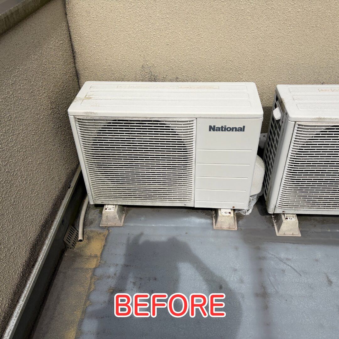 川西市 エアコン交換 旧室外機設置状況 交換前